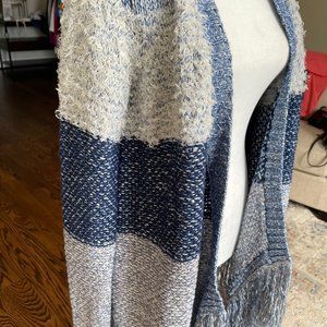 Lucky Brand Blue (various shades) cardigan w/fringe, size Small NWT